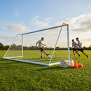 Aluminium socketed football goal with reinforced frame and weatherproof net
