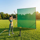 Archery netting stop system with steel frame and polyester mesh
