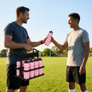 Set of 10 BPA-free 750ml sports water bottles with foldable carrier