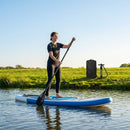 Inflatable paddle board with PVC and EVA deck for flat water and small waves