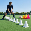 Bright hockey training marker cones in various sizes and colours