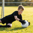 Goalkeeper gloves with latex grip and mesh backhand