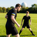 Blue and yellow sports armband made from elastic polyester