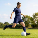 Navy blue football shorts made from 100% polyester