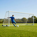 Freestanding stadium football goal with aluminium frame and box net