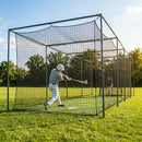 Black baseball batting cage nets made from HDPP twine for indoor and outdoor use