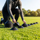 Lacrosse training marker cones in various vibrant colours