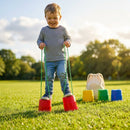 Kids bucket stilts in vibrant colours for indoor and outdoor play