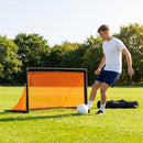 Folding football goal with aluminium frame and high-impact net