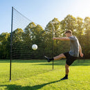 Ball stop netting system with steel posts and HDPP netting