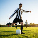 Men's Striped Football Kit with long-sleeve top, shorts, and socks