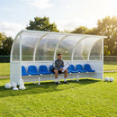 Heavy duty aluminium team shelter with moulded seats