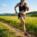 Running hydration vest with adjustable straps and storage pockets