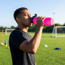 Hygienic water bottle with contactless nozzle for sports use