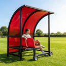 Sports team shelter with aluminium frame and multiple colour options