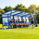 Heavy duty aluminium team shelter with moulded seats