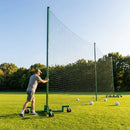 Mobile ball stop netting system with aluminium and steel components for sports grounds