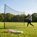Ball stop netting system with steel posts and HDPP netting