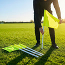 Spring-loaded football corner flags in various colours with weatherproof PVC poles