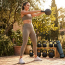 Cast iron kettlebell in various sizes and colours for gym workouts