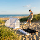 Beach football goal with fluorescent net and aluminium frame