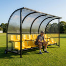 Aluminium sports team shelter with two tiers for sports facilities