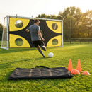 Football goal target sheet with bright yellow banding for training