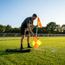 Football corner flag set with bright nylon flags and PVC poles