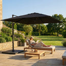 Double-sided garden parasol providing outdoor shade with steel frame