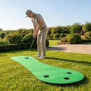 Golf putting mat with non-crease polyester surface for indoor and outdoor use