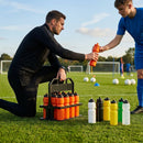 Set of 10 hygiene water bottles with non-contact nozzles and foldable carrier