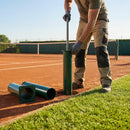Steel tennis post ground sockets, available in round and square designs