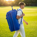 Cricket duffle bag with pockets for bats and shoes, made from durable polyester