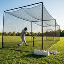 Black baseball batting cage nets made from HDPP twine for indoor and outdoor use