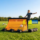 Folding football goal with aluminium frame and high-impact net