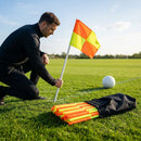 Spring-loaded football corner flags in various colours with weatherproof PVC poles