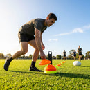 Colourful training marker cones for sports fields