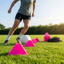 Training marker cones in vibrant Fluro colours for sports drills
