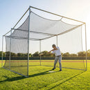 Black baseball batting cage nets made from HDPP twine for indoor and outdoor use