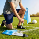 Spring-loaded football corner flags in various colours with weatherproof PVC poles