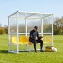 Heavy duty aluminium team shelter with moulded seats