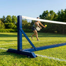 Freestanding aluminium pickleball posts with wheels