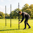 Black steel support poles for baseball batting cages