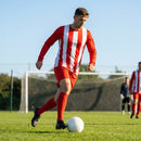 Men's Striped Football Kit with long-sleeve top, shorts, and socks