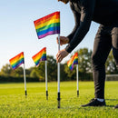 Spring-loaded football corner flags in various colours with weatherproof PVC poles