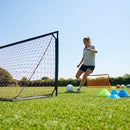 Folding football goal with aluminium frame and high-impact net