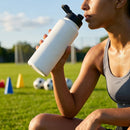 Hygienic water bottle with contactless nozzle for sports use