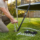 Trampoline anchor kits with steel anchors for outdoor use