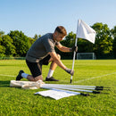 Spring-loaded football corner flags in various colours with weatherproof PVC poles