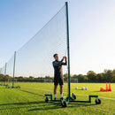Mobile ball stop netting system with aluminium and steel components for sports grounds